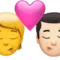 キス: 人、男性、肌の色なし、肌の色が明るい iPhoneの絵文字