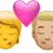 キス: 人物、男性、肌の色なし、やや明るい肌の色 iPhoneの絵文字