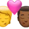 キス: 人物、男性、肌の色なし、やや濃い肌の色 iPhoneの絵文字