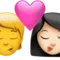 キス: 人物、女性、肌色なし、肌色明るい iPhoneの絵文字