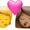 Sărut: Persoană, Femeie, Fără ten, Ten mediu emoji pe iPhone (iOS 15.4)