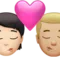 キス: 人物、男性、明るい肌色、やや明るい肌色 iPhoneの絵文字