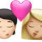 Kyss: Person, Kvinna, Ljus hudton, Mellanljus hudton emoji på iPhone (iOS 16.4)