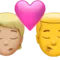 キス: 人物、男性、やや明るい肌の色、肌の色なし iPhoneの絵文字