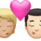 キス: 人物、男性、やや明るい肌の色、明るい肌の色 iPhoneの絵文字