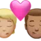 Öpücük: Kişi, Erkek, Açık Ten Tonu, Orta Ten Tonu iPhone üzerinde emoji (iOS 17.4)