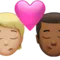 キス：人物、男性、やや明るい肌の色、やや暗い肌の色 iPhoneの絵文字
