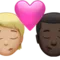 キス: 人物、男性、やや明るい肌の色、暗い肌の色 iPhoneの絵文字