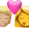 Öpücük: Kişi, Kadın, Orta-Açık Ten Tonu, Ten Tonu Belirtilmemiş iPhone üzerinde emoji (iOS 17.4)