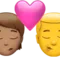 キス: 人物、男性、中間の肌色、肌色なし iPhoneの絵文字
