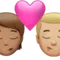 Sărut: Persoană, Bărbat, Ton mediu al pielii, Ton mediu-deschis al pielii emoji pe iPhone (iOS 15.4)