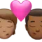 Öpücük: Kişi, Erkek, Orta Ten Tonu, Orta-Koyu Ten Tonu iPhone üzerinde emoji (iOS 17.4)