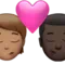 Öpücük: Kişi, Erkek, Orta Ten Rengi, Koyu Ten Rengi iPhone üzerinde emoji (iOS 17.4)