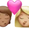 Öpücük: Kişi, Kadın, Orta Ten Tonu, Orta-Açık Ten Tonu iPhone üzerinde emoji (iOS 17.4)