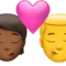 Öpücük: Kişi, Erkek, Orta-Koyu Ten Rengi, Ten Rengi Yok iPhone üzerinde emoji (iOS 17.4)