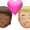 Kyss: Person, Man, Mellanmörk hudton, Mellanljus hudton emoji på iPhone (iOS 16.4)