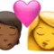Öpücük: Kişi, Kadın, Orta-Koyu Ten Tonu, Ten Tonu Yok iPhone üzerinde emoji (iOS 17.4)