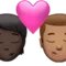Kyss: Person, Man, Mörk hudton, Mellan hudton emoji på iPhone (iOS 16.4)