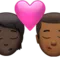 キス: 人物、男性、濃い肌の色、やや濃い肌の色 iPhoneの絵文字