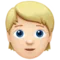 Person: Light Skin Tone, Blond Hair emoji on iPhone