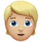 Person: Medium-Light Skin Tone, Blond Hair emoji on iPhone