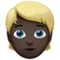 Person: Dark Skin Tone, Blond Hair emoji on iPhone