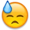 Downcast Face with Sweat emoji on Apple iOS 5.0