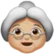Old Woman: Medium-Light Skin Tone emoji on iPhone