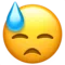 Downcast Face with Sweat emoji on iPhone