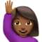 Person som räcker upp handen: Mellanmörk hudton emoji på iPhone (iOS 12.2)