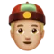 戴无檐帽的人：中等偏浅肤色 iPhone 上的表情符号 (iOS 14.2)