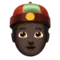 Person with Skullcap: Dark Skin Tone emoji on iPhone (iOS 13.1)