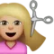 Person som får hårklippning: Mellanljus hudton emoji på iPhone (iOS 9.1)
