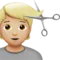 Person Getting Haircut: Medium-Light Skin Tone emoji on iPhone