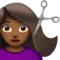 Person Getting Haircut: Medium-Dark Skin Tone emoji on iPhone (iOS 13.1)