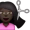 Person Getting Haircut: Dark Skin Tone emoji on Apple iOS 8.3