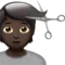 Person Getting Haircut: Dark Skin Tone emoji on Apple iOS 17.4